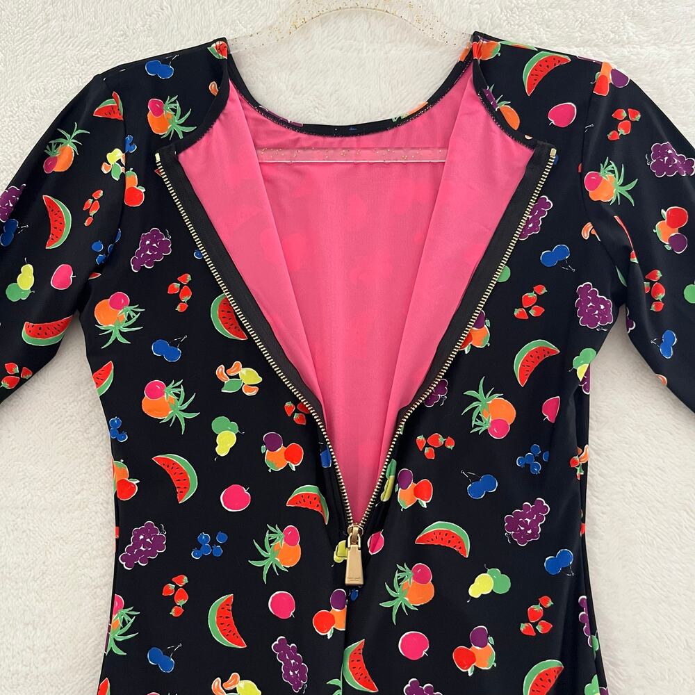 Kate Spade Long Sleeve Rashguard Fruit Print One-Piece Swimsuit Medium NEW - Picture 9 of 10